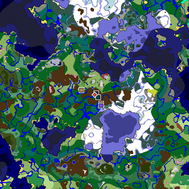 Predicted biome map of Java 26.3 seed 6814363061112894215 around estimated spawn