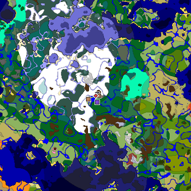 Predicted biome map of Java 26.3 seed 5514684386093670201 around estimated spawn