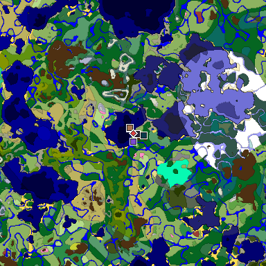 Predicted biome map of Java 26.3 seed -5459060780706929885 around estimated spawn