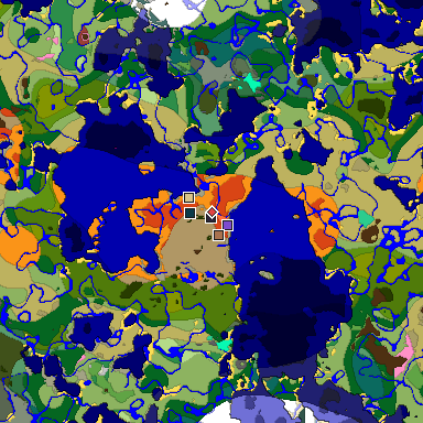 Predicted biome map of Java 26.3 seed 7086354189114429120 around estimated spawn