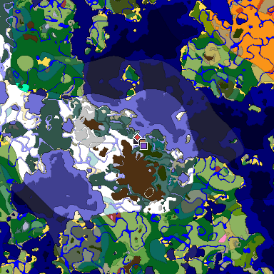 Predicted biome map of Java 26.3 seed -9016705298511493579 around estimated spawn