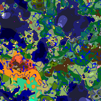 Predicted biome map of Java 26.3 seed -4753198044753699536 around estimated spawn
