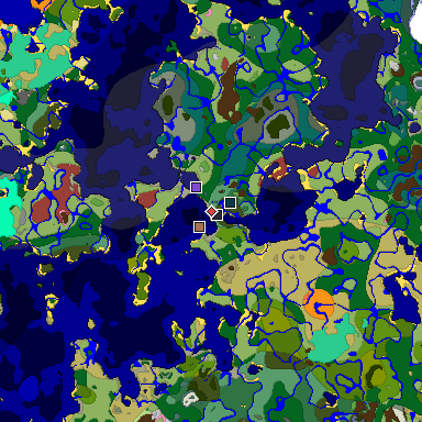 Predicted biome map of Java 26.3 seed -360891855083450511 around estimated spawn