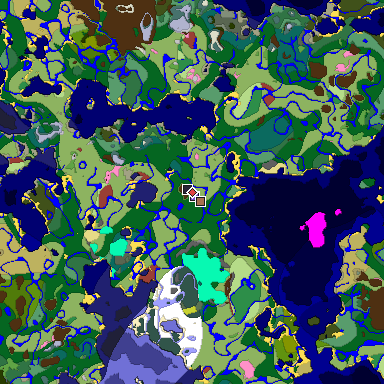 Predicted biome map of Java 26.3 seed 2538041684105847298 around estimated spawn
