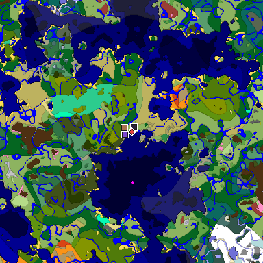 Predicted biome map of Java 26.3 seed 2038615894642926227 around estimated spawn