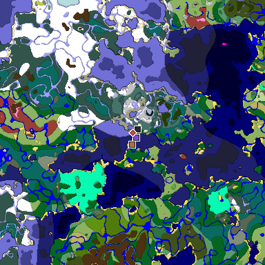 Predicted biome map of Java 26.3 seed -4836536009984723509 around estimated spawn