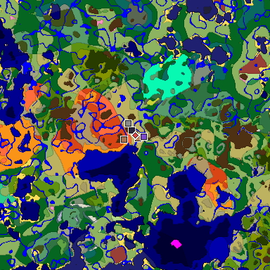 Predicted biome map of Java 26.3 seed 3832920003933859251 around estimated spawn