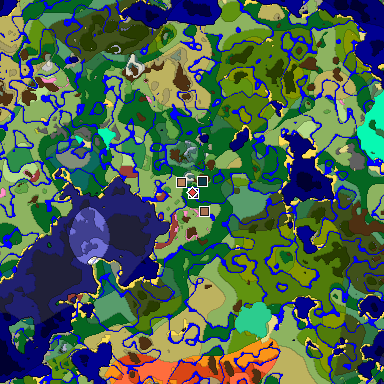 Predicted biome map of Java 26.3 seed -3517462585559733022 around estimated spawn