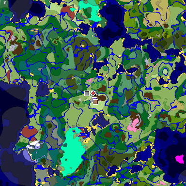 Predicted biome map of Java 26.3 seed -8870313003690687166 around estimated spawn
