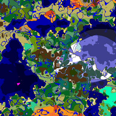Predicted biome map of Java 26.3 seed -1334868914000508163 around estimated spawn