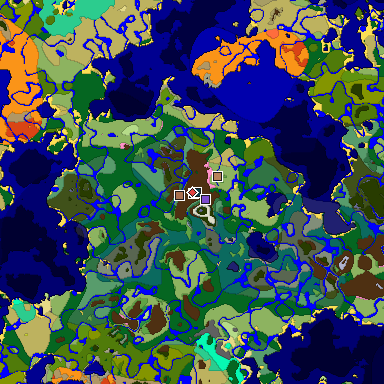 Predicted biome map of Java 26.3 seed -4249072875190105493 around estimated spawn