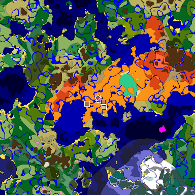 Predicted biome map of Java 26.3 seed 2000268310690382572 around estimated spawn