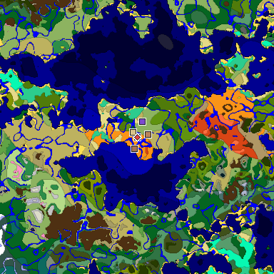 Predicted biome map of Java 26.3 seed -4068644774570982410 around estimated spawn