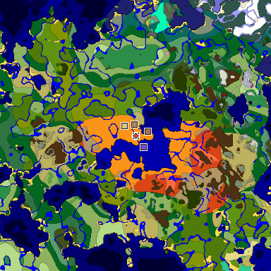 Predicted biome map of Java 26.3 seed -8046561628187191175 around estimated spawn
