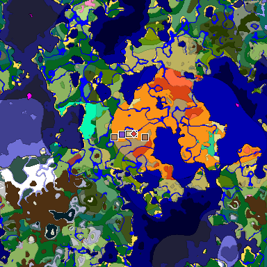 Predicted biome map of Java 26.3 seed -1312273965673807449 around estimated spawn