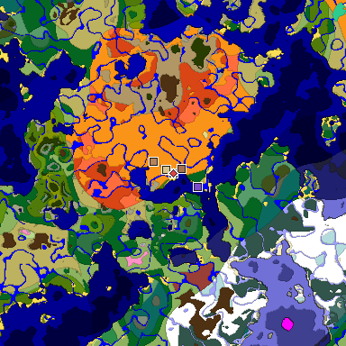 Predicted biome map of Java 26.3 seed -8773119982720608453 around estimated spawn