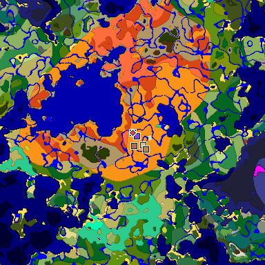 Predicted biome map of Java 26.3 seed -5275122783538516602 around estimated spawn