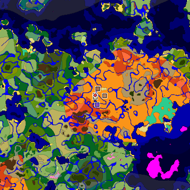 Predicted biome map of Java 26.3 seed 282135528227523540 around estimated spawn