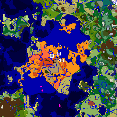 Predicted biome map of Java 26.3 seed -6154509242162869571 around estimated spawn
