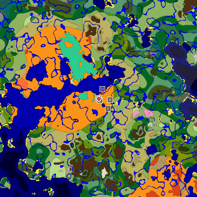 Predicted biome map of Java 26.3 seed -5754845735159883054 around estimated spawn