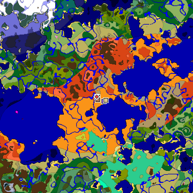 Predicted biome map of Java 26.3 seed 1961380484971888604 around estimated spawn