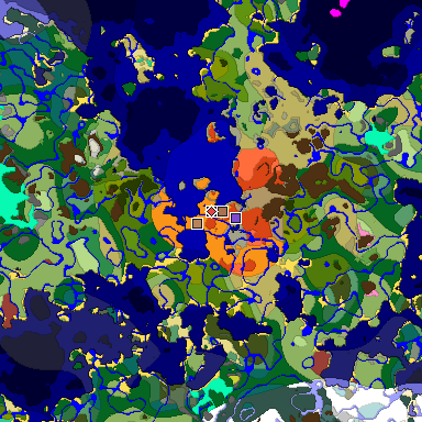 Predicted biome map of Java 26.3 seed 2403338088956062189 around estimated spawn