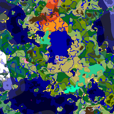 Predicted biome map of Java 26.3 seed -4336584871640517375 around estimated spawn