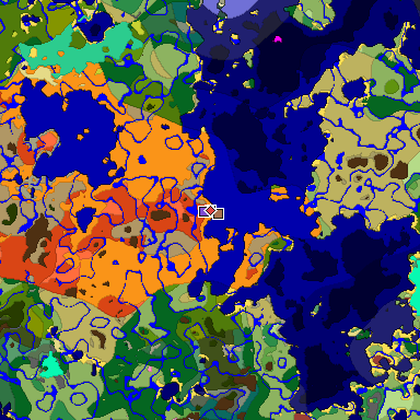 Predicted biome map of Java 26.3 seed -6128188490890537508 around estimated spawn