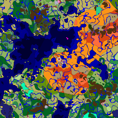 Predicted biome map of Java 26.3 seed 4194268504772782629 around estimated spawn