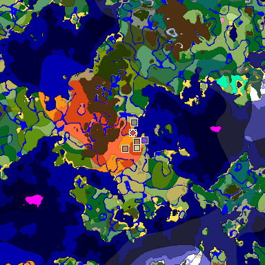 Predicted biome map of Java 26.3 seed 4548894296695094116 around estimated spawn