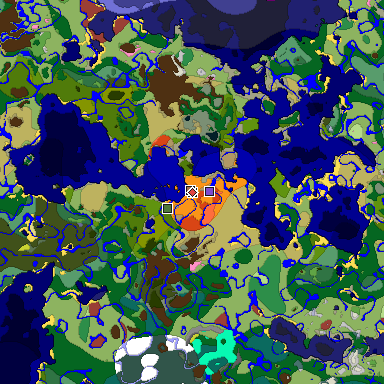 Predicted biome map of Java 26.3 seed -7713563310224009088 around estimated spawn
