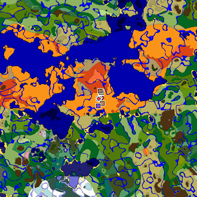 Predicted biome map of Java 26.3 seed -4318361963889386694 around estimated spawn