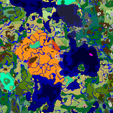 Predicted biome map of Java 26.3 seed 6873607264880636134 around estimated spawn