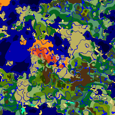 Predicted biome map of Java 26.3 seed 2336948907735143782 around estimated spawn