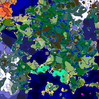 Predicted biome map of Java 26.3 seed -4127421504699382312 around estimated spawn