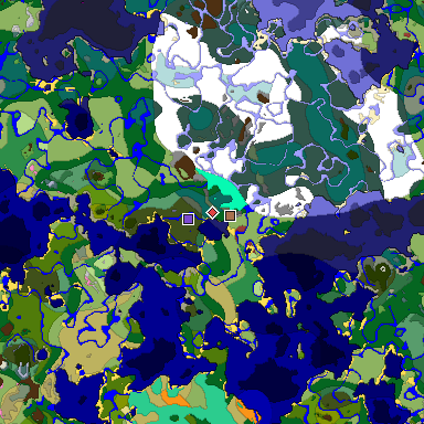 Predicted biome map of Java 26.3 seed 4498068775425684046 around estimated spawn