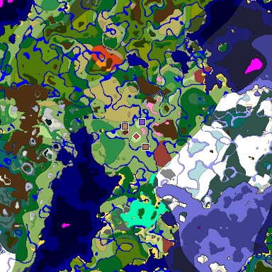 Predicted biome map of Java 26.3 seed 2539973537932242992 around estimated spawn