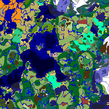 Predicted biome map of Java 26.3 seed 1249721392696151936 around estimated spawn