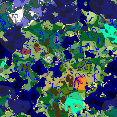 Predicted biome map of Java 26.3 seed -525502794010738671 around estimated spawn