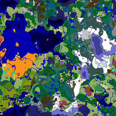Predicted biome map of Java 26.3 seed 5966457973771501038 around estimated spawn