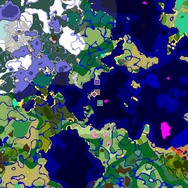 Predicted biome map of Java 26.3 seed -7352725614114113684 around estimated spawn