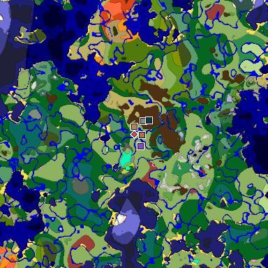 Predicted biome map of Java 26.3 seed -3000735999322207831 around estimated spawn