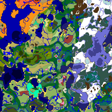 Predicted biome map of Java 26.3 seed 5751140201494771614 around estimated spawn