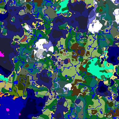 Predicted biome map of Java 26.3 seed 1516773809986523837 around estimated spawn