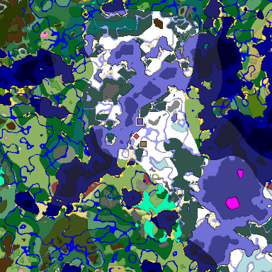 Predicted biome map of Java 26.3 seed -7249807550535402968 around estimated spawn