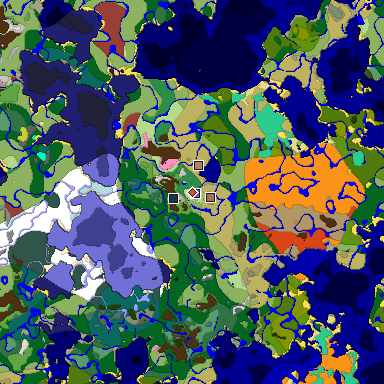 Predicted biome map of Java 26.3 seed 310011004444149054 around estimated spawn
