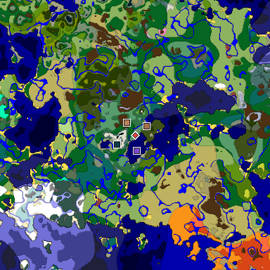 Predicted biome map of Java 26.3 seed -8800630595629175125 around estimated spawn