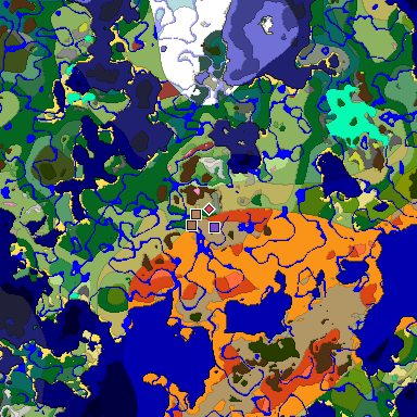 Predicted biome map of Java 26.3 seed -1044131550356111316 around estimated spawn