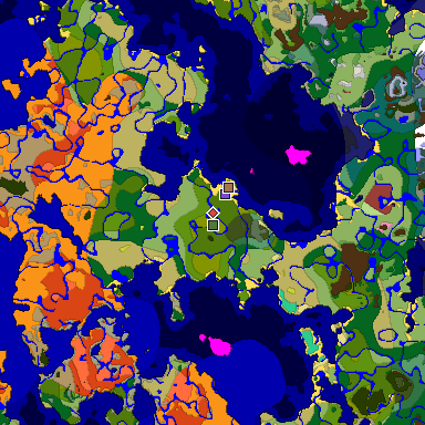 Predicted biome map of Java 26.3 seed -9028734973790058104 around estimated spawn