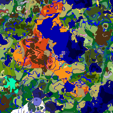 Predicted biome map of Java 26.3 seed -4049449133343677865 around estimated spawn
